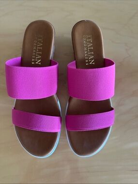 Italian Shoemakers Hot Pink Dual-Strap Slide Sandals